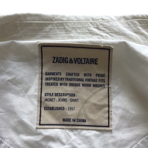 Zadig & Voltaire KAYAK MILI Embroidered Butterfly Zip Front Utility Jack, S - Picture 7 of 14